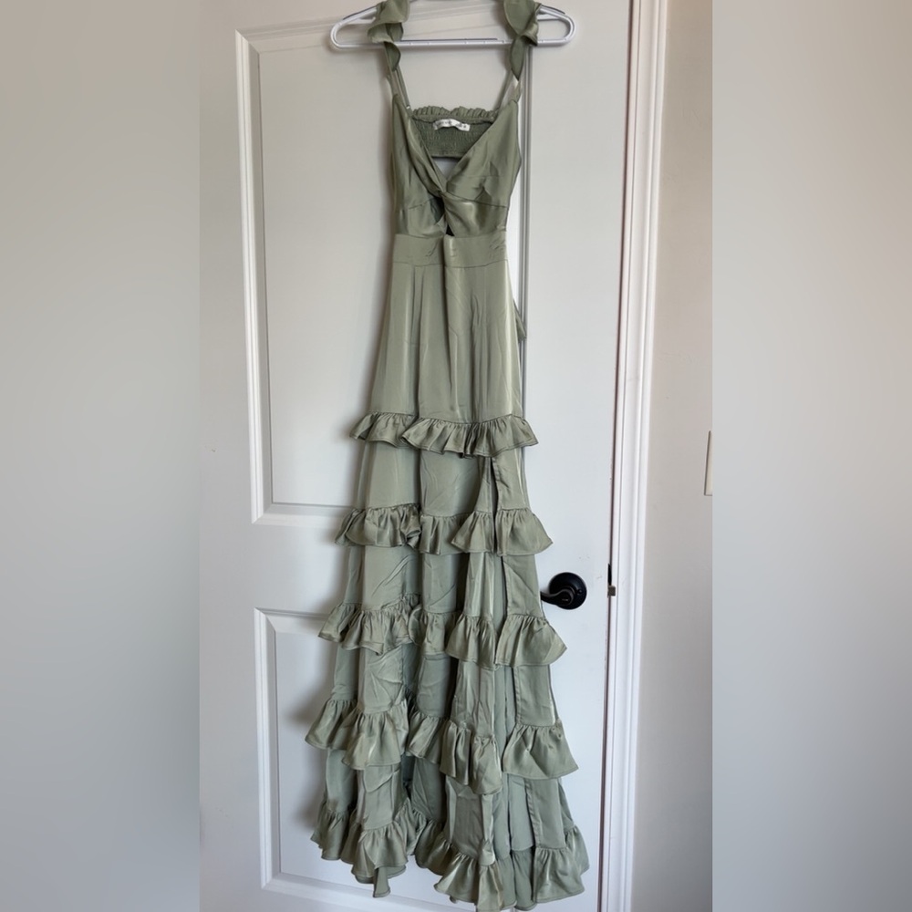 Sage Green Satin Dress